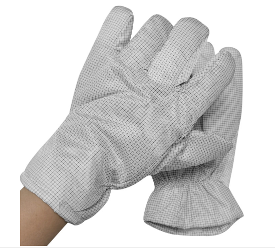 Close-up of hands in ESD Antistatic Gloves – Ensuring Cleanroom Precision and Anti-static Defense.